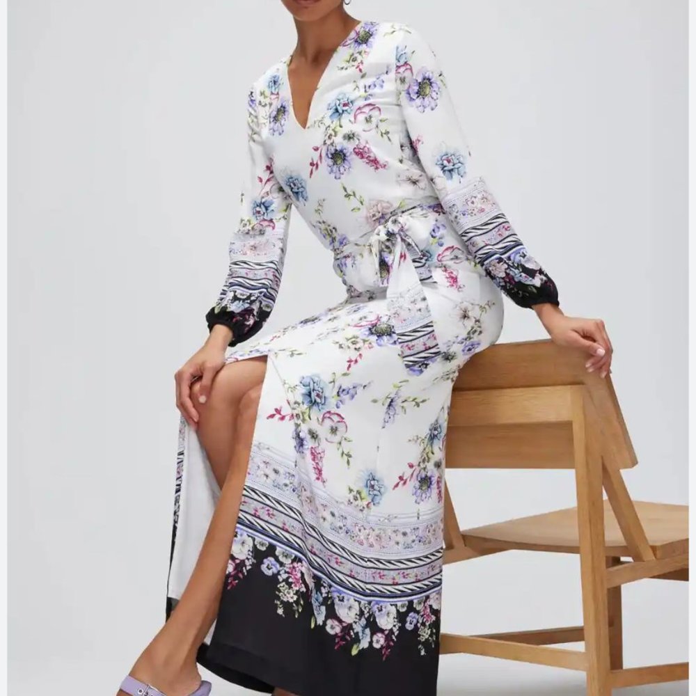 nwt White House Black Market long sleeve smocked maxi dress S L